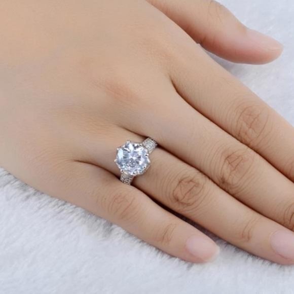 QUEEN CROWN 925 STERLING SILVER DIAMOND RING - Picture 6 of 7
